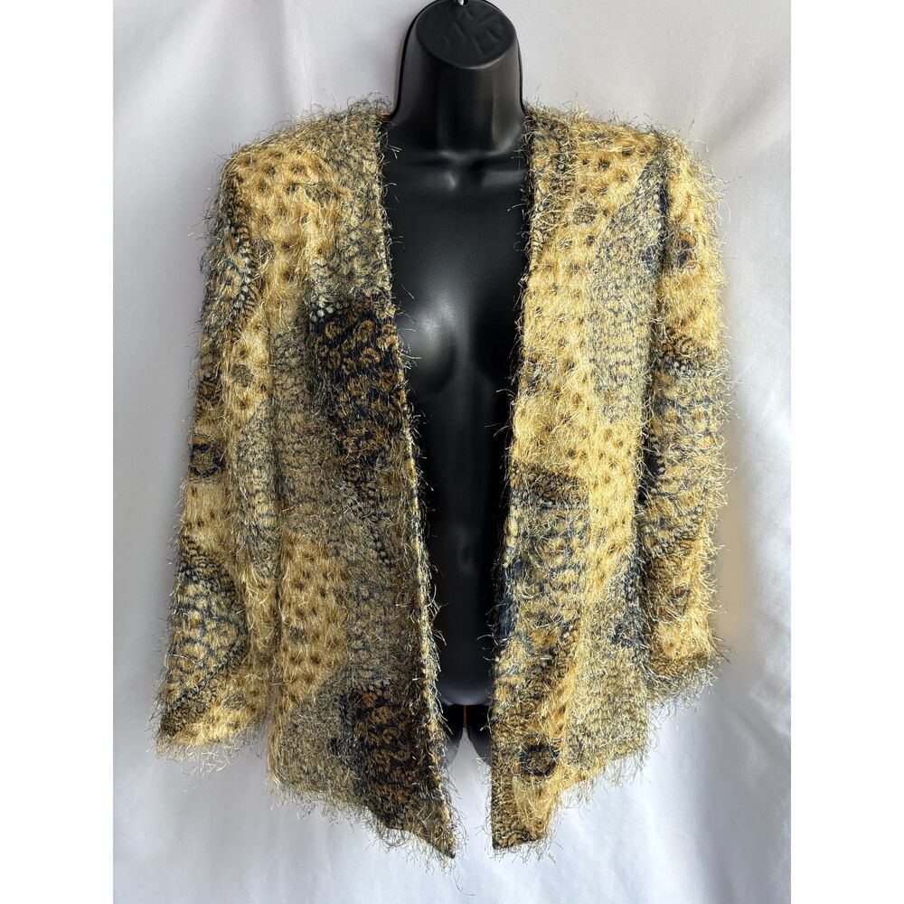 Vintage Russell Kemp New York NWT Fuzzy Leopard Animal Print Blazer Size 6 Retro
